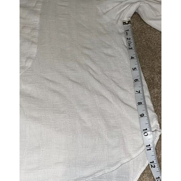 Derek Lam 10 Crosby (Small/Petite) Womens White Subtle Textured 1/4 Buttons Top - Picture 5 of 15